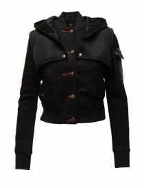 Womens jackets online: D.D.P. 2 in 1 black bomber jacket with detachable hood