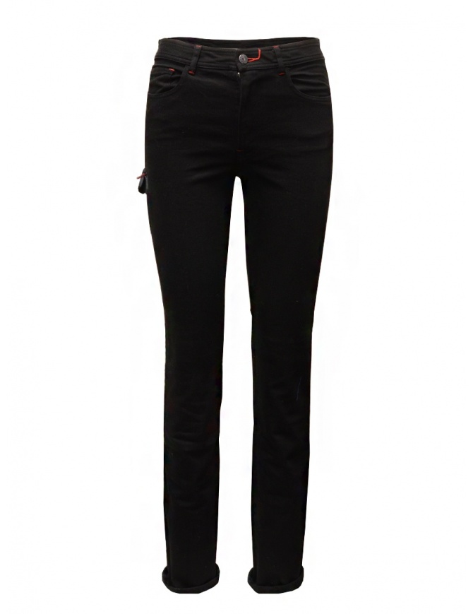 D.D.P. jeans neri con dettagli in pelle WFP001 BLK jeans donna online shopping