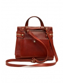 Guidi red leather shoulder bag with external pocket