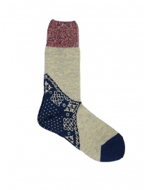 Kapital bandana patterned socks in blue, grey, red EK-552 NAVY order online