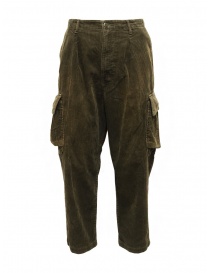 Pantaloni uomo online: Kapital pantaloni cargo Wallaby in velluto a coste verdi