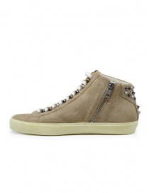 Leather Crown Studborn high studded sneakers in beige suede