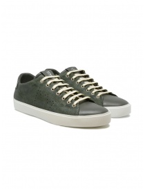 Mens shoes online: Leather Crown Pure dark military green sneakers