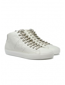 Calzature uomo online: Leather Crown Earth sneakers alte in pelle bianca