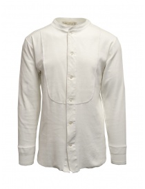Mens shirts online: Haversack Mandarin collar white long-sleeved shirt