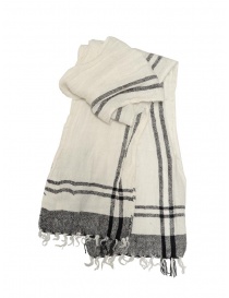 Sciarpe online: Vlas Blomme sciarpa bianca a quadri neri in lino