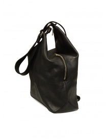 Guidi BK2 shoulder bucket bag in black horse leather