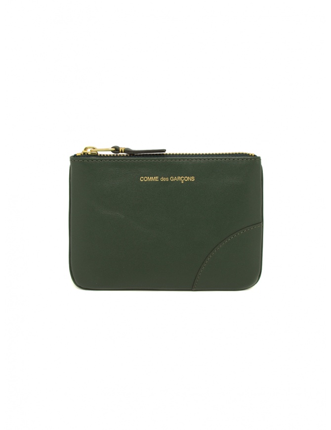 Comme des Garçons SA8100 pouch purse in bottle green leather SA8100 BOTTLE GREEN wallets online shopping
