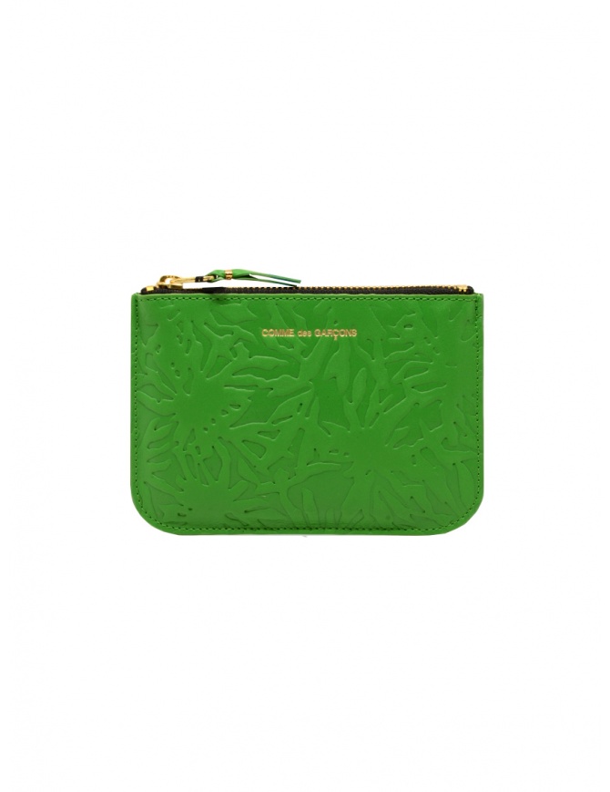 Comme des Garçons Embossed Forest green pouch purse SA8100EF GREEN EMB.FOREST SA8100EF GREEN wallets online shopping