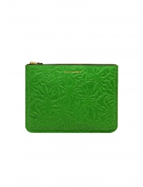 Comme des Garçons Embossed Forest green leather pouch GREEN EMB.FOREST SA5100EF GREEN