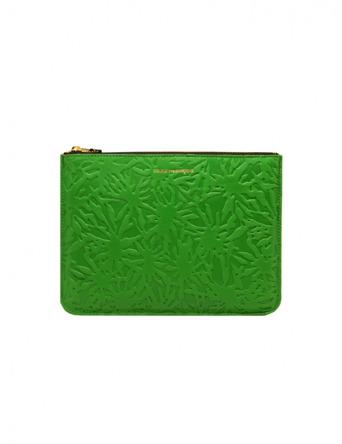 Comme des Garçons Embossed Forest green leather pouch GREEN EMB.FOREST SA5100EF GREEN wallets online shopping