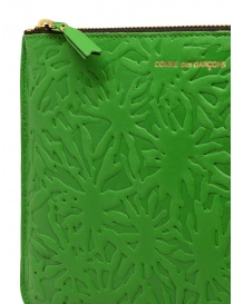 Comme des Garçons Embossed Forest green leather pouch wallets buy online