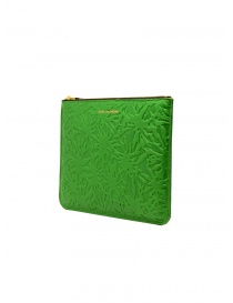 Comme des Garçons Embossed Forest green leather pouch buy online