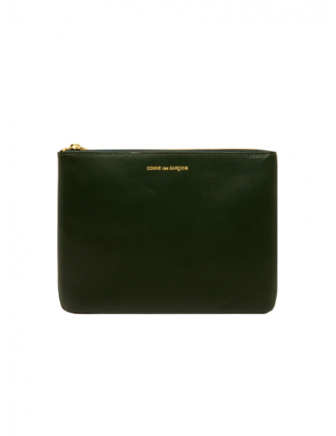Comme des Garçons SA5100 bottle green leather pouch SA5100 BOTTLE GREEN wallets online shopping