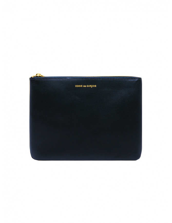 Comme des Garçons SA5100 medium pouch in navy blue leather SA5100 NAVY wallets online shopping