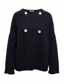 Ma'ry'ya blue double-breasted cotton cardigan with round neckline YGK041_12NAVY order online