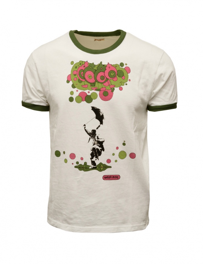 Kapital white T-shirt with green and pink pop print