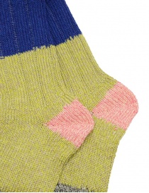 Kapital pistachio green and blue color block socks