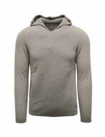 Men s knitwear online: Label Under Construction backpack hooded grey sweater