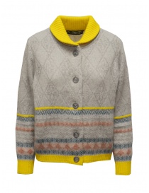 M.&Kyoko grey wool cardigan with yellow collar BBA01436WA L-GRAY order online