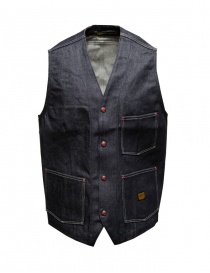 Kapital Blue Wool Vest S Shape Button Arrangement