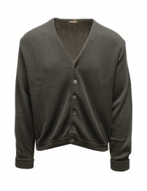 Mens cardigans online: Kapital Coneybowy 10G Eco-knit grey short cardigan