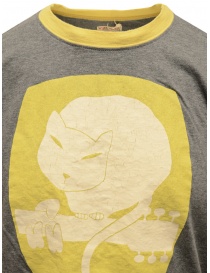 Kapital grey and yellow t-shirt with cat on guitar