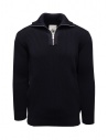 S.N.S Herning blue wool sweater with short zip buy online 722-00K U2530 ARMY BLUE