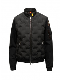 Womens jackets online: Parajumpers Taga black light down jacket with fleece sleeves