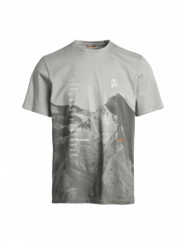 Mens t shirts online: Parajumpers Limestone grey T-shirt with printed mountains