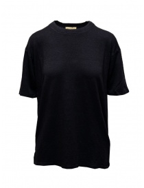 Womens t shirts online: Ma'ry'ya navy blue linen t-shirt