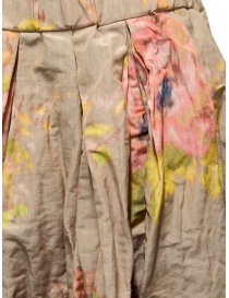 Casey Casey gonna midi in lino beige a fiori rosa e gialli prezzo