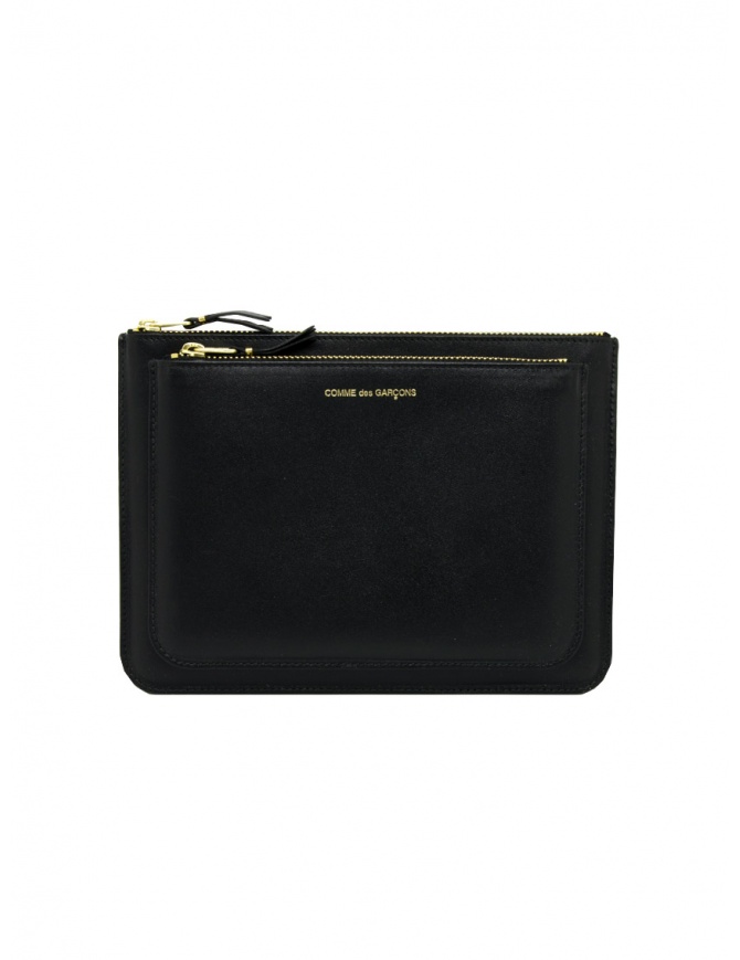Comme des Garçons SA5100OP outside pocket black leather pouch SA5100OP BLACK wallets online shopping