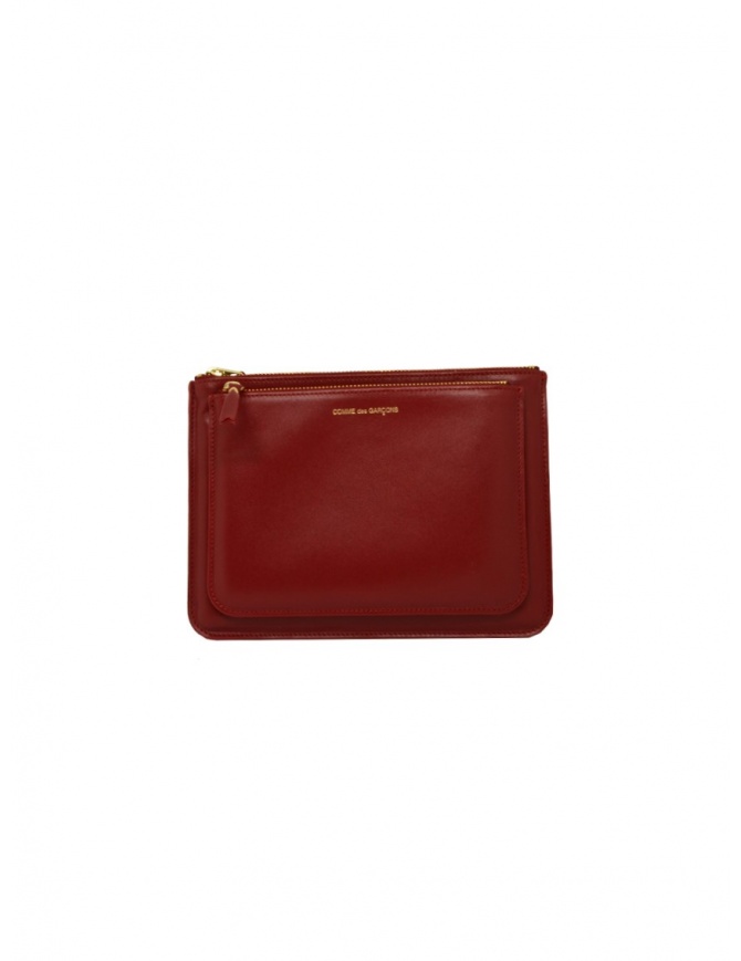 Comme des Garçons SA5100OP red leather pouch with external pocket SA5100OP RED wallets online shopping