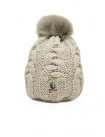 Parajumpers beige braided hat with fur pon-pon PAACHA11 CABLE PURITY order online