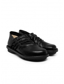 Womens shoes online: Trippen Thrill flat shoes in black leather with side strings