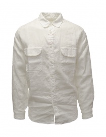 Mens shirts online: Kapital long sleeve white linen shirt