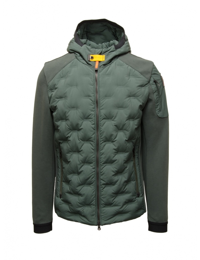 Parajumpers Benjy green down jacket with piquet sleeves PMHYJP03 BENJY GREEN GABLES mens jackets online shopping