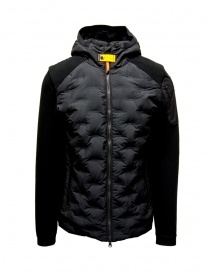 Mens jackets online: Parajumpers Benjy black down jacket with piqué sleeves