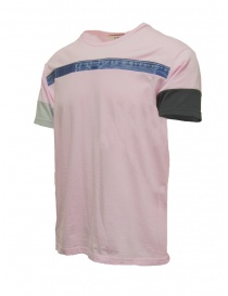 QBISM Pink T-shirt with blue denim front band