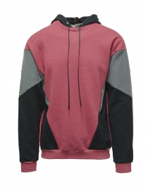 Men s knitwear online: QBISM red and black color block hoodie