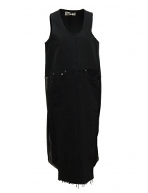 Womens dresses online: QBISM sleeveless black denim dress with Adidas inserts