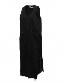 QBISM sleeveless black denim dress with Adidas inserts