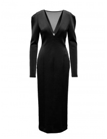 Womens dresses online: FETICO long black dress with V-neckline