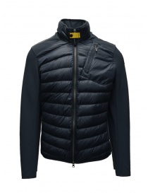 Mens jackets online: Parajumpers Jayden intense blue down jacket with fabric sleeves