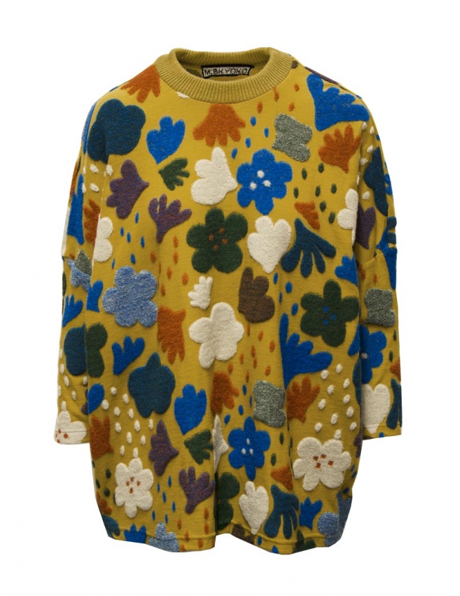 M.&Kyoko mustard sweater with large colored flowers BCA01499WA MUSTARD 22 women s knitwear online shopping
