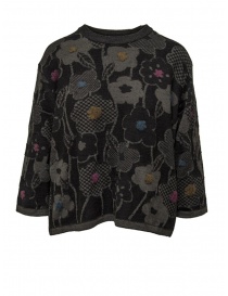 Women s knitwear online: M.&Kyoko pullover sweater with grey and black flowers