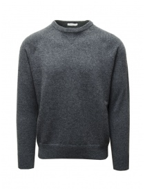 Men s knitwear online: Monobi French Terry granite grey cashmere pullover