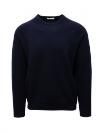 Men s knitwear online: Monobi French Terry dark blue cashmere pullover