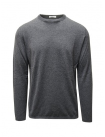 Men s knitwear online: Monobi Wholegarment medium grey cotton and cashmere pullover